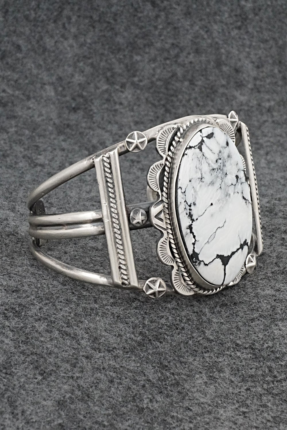 White Buffalo & Sterling Silver Bracelet - Vernon Johnson