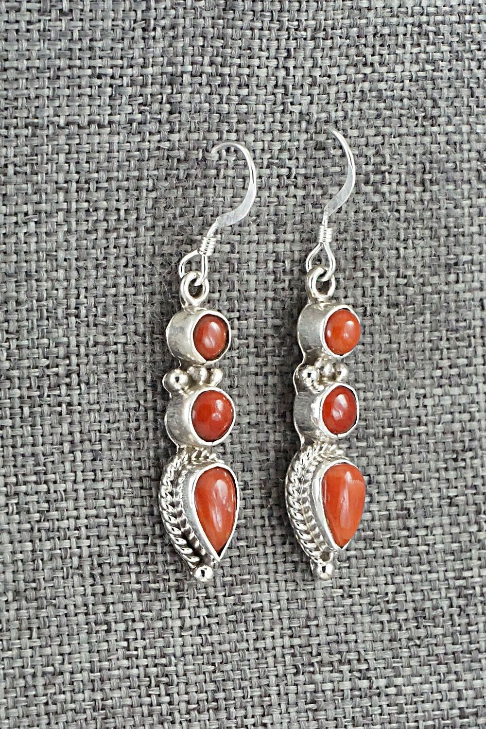 Coral & Sterling Silver Earrings - Verley Betone