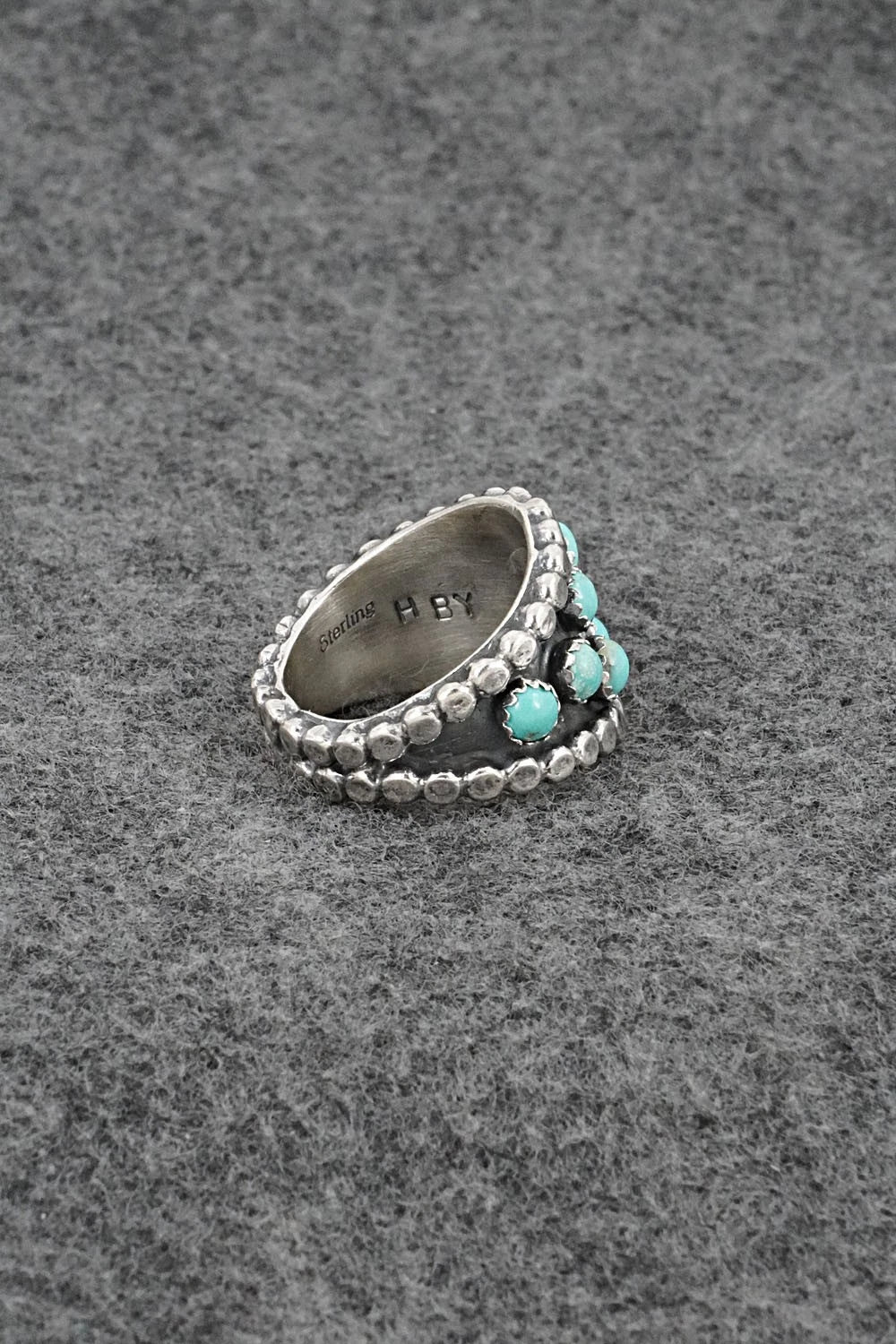 Turquoise & Sterling Silver Ring - Harry B. Yazzie - Size 8