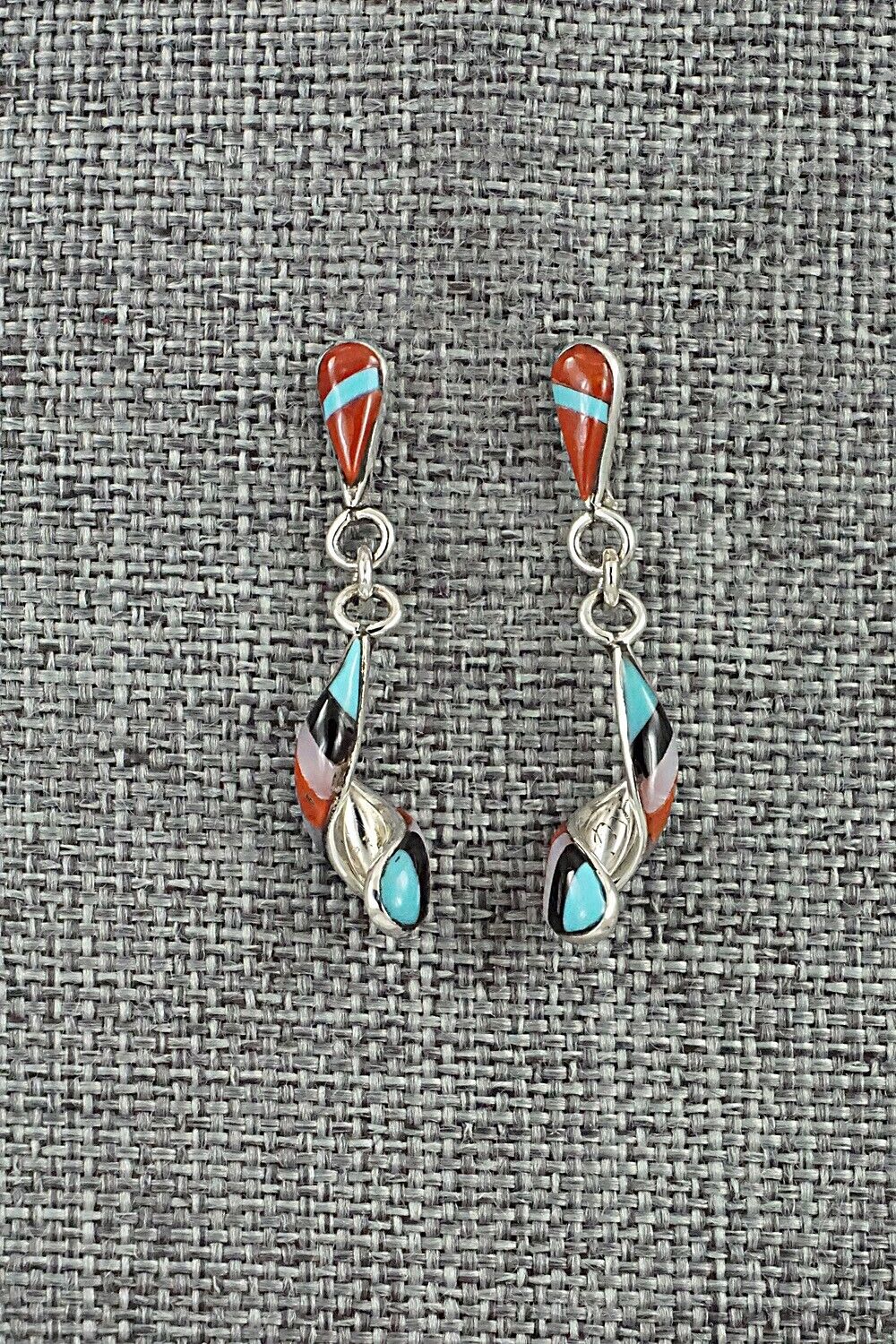 Multi-Stone & Sterling Silver Inlay Earrings - Idella Edaakie