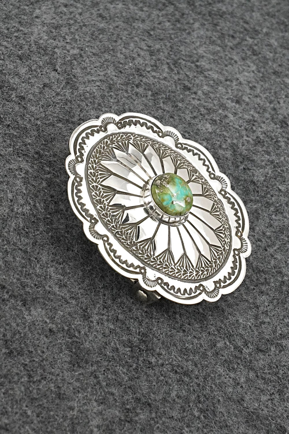 Turquoise & Sterling Silver Belt Buckle - Arnold Blackgoat