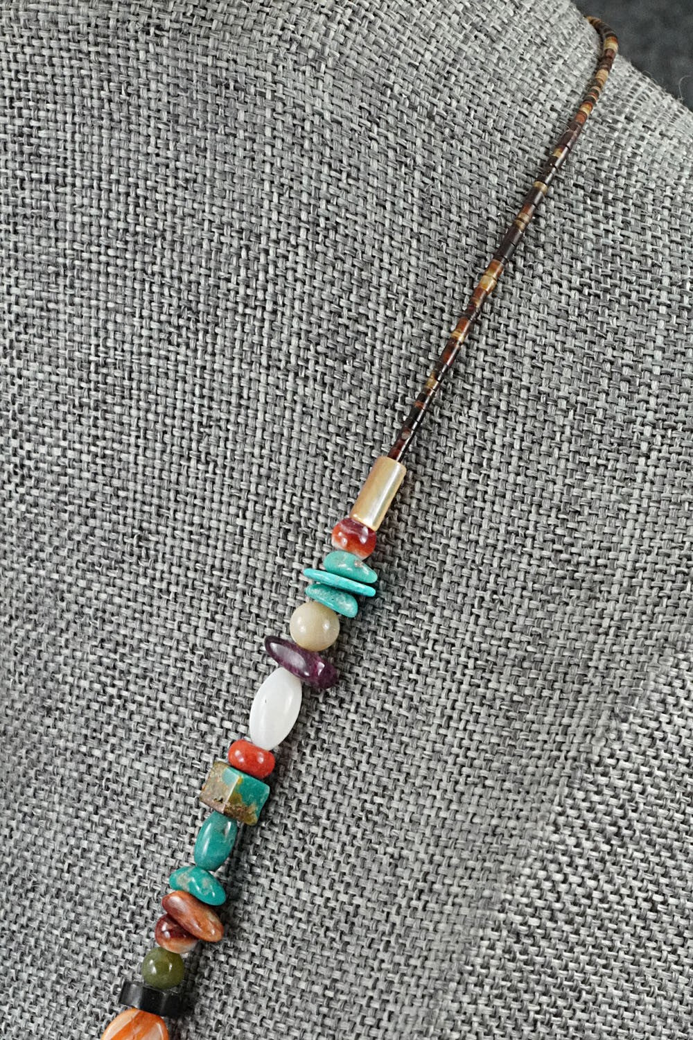 Multi-Stone & Sterling Silver Necklace 18" - Helen Tsosie