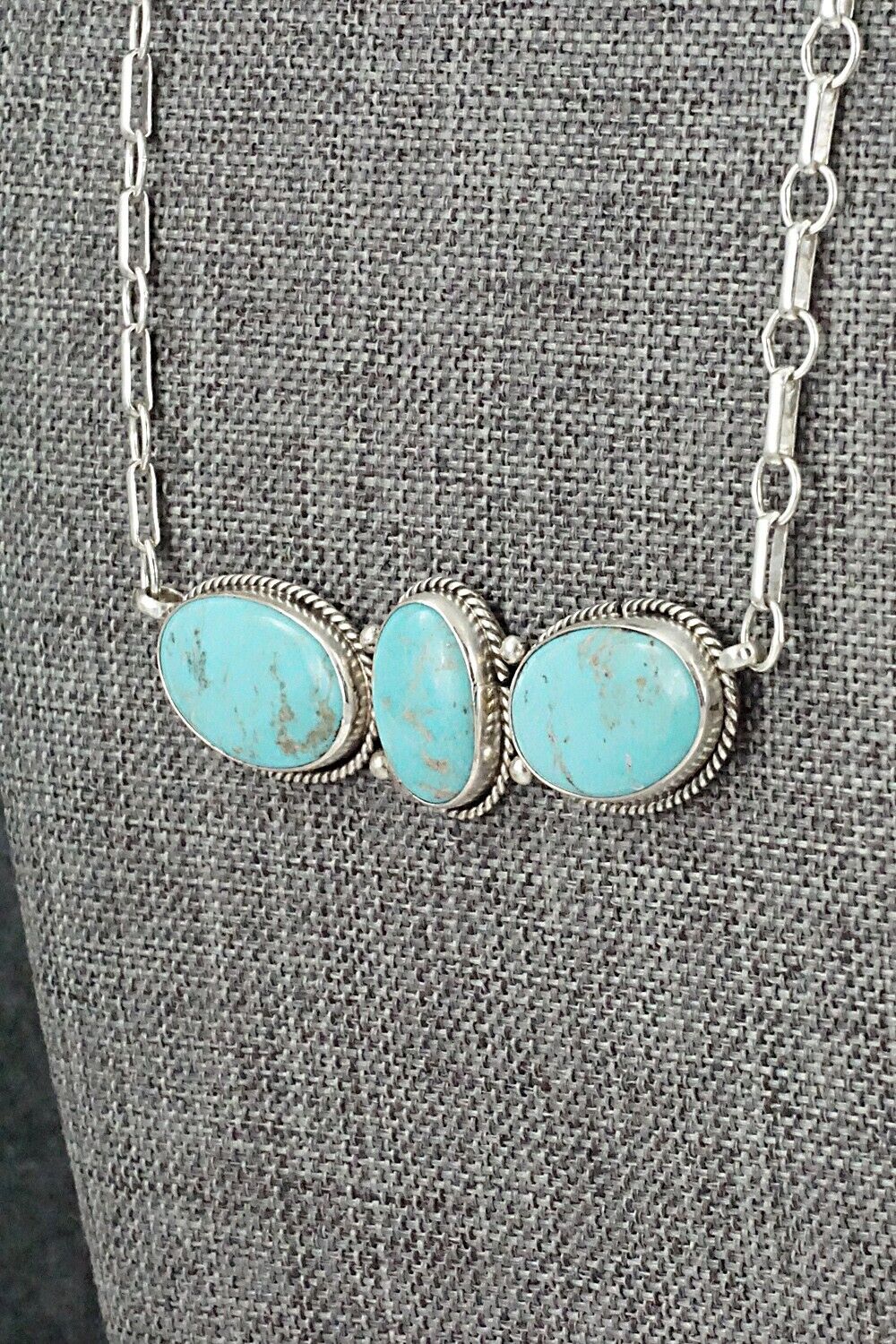 Turquoise & Sterling Silver Necklace and Earrings Set - Rena Begay