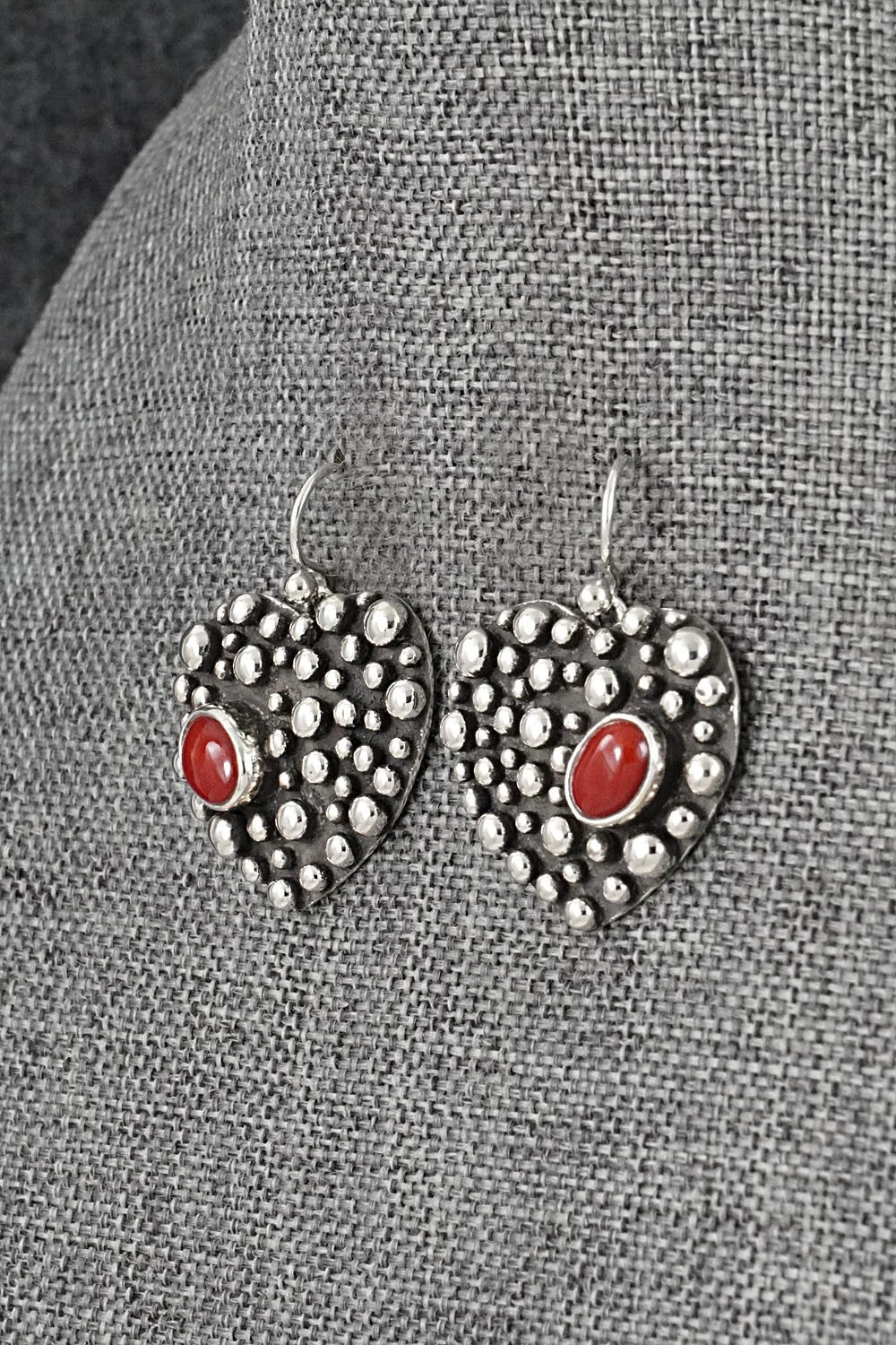 Coral & Sterling Silver Earrings - Raymond Coriz