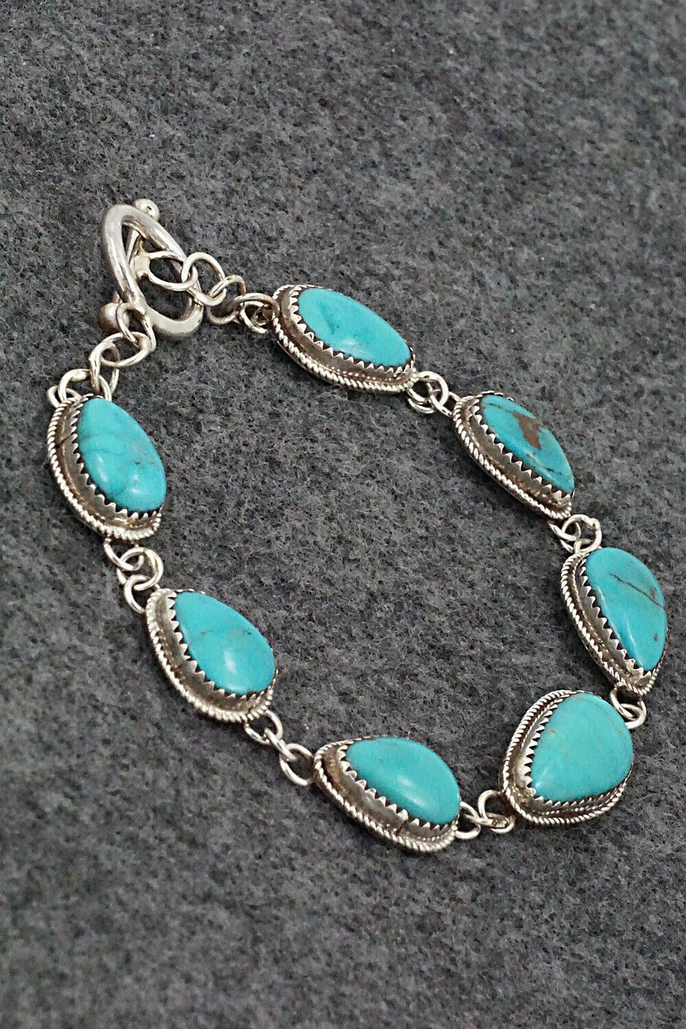 Turquoise & Sterling Silver Link Bracelet - Ernest Hawthorne