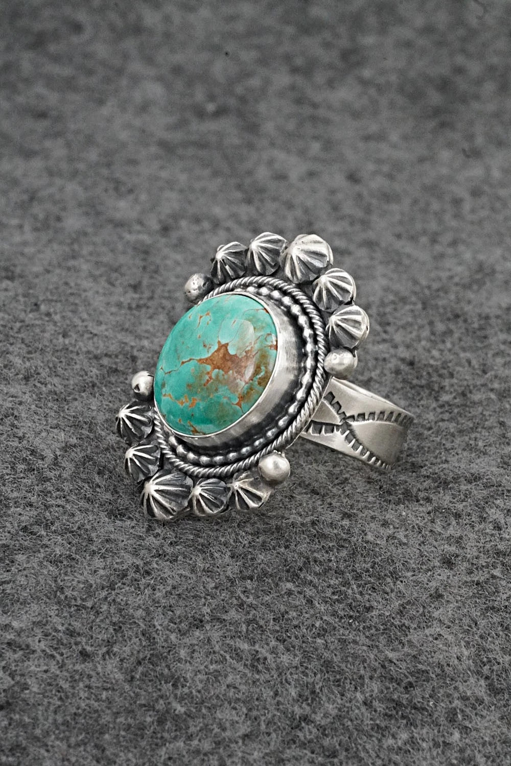 Turquoise & Sterling Silver Ring - Cordell Platero - Size Adjustable