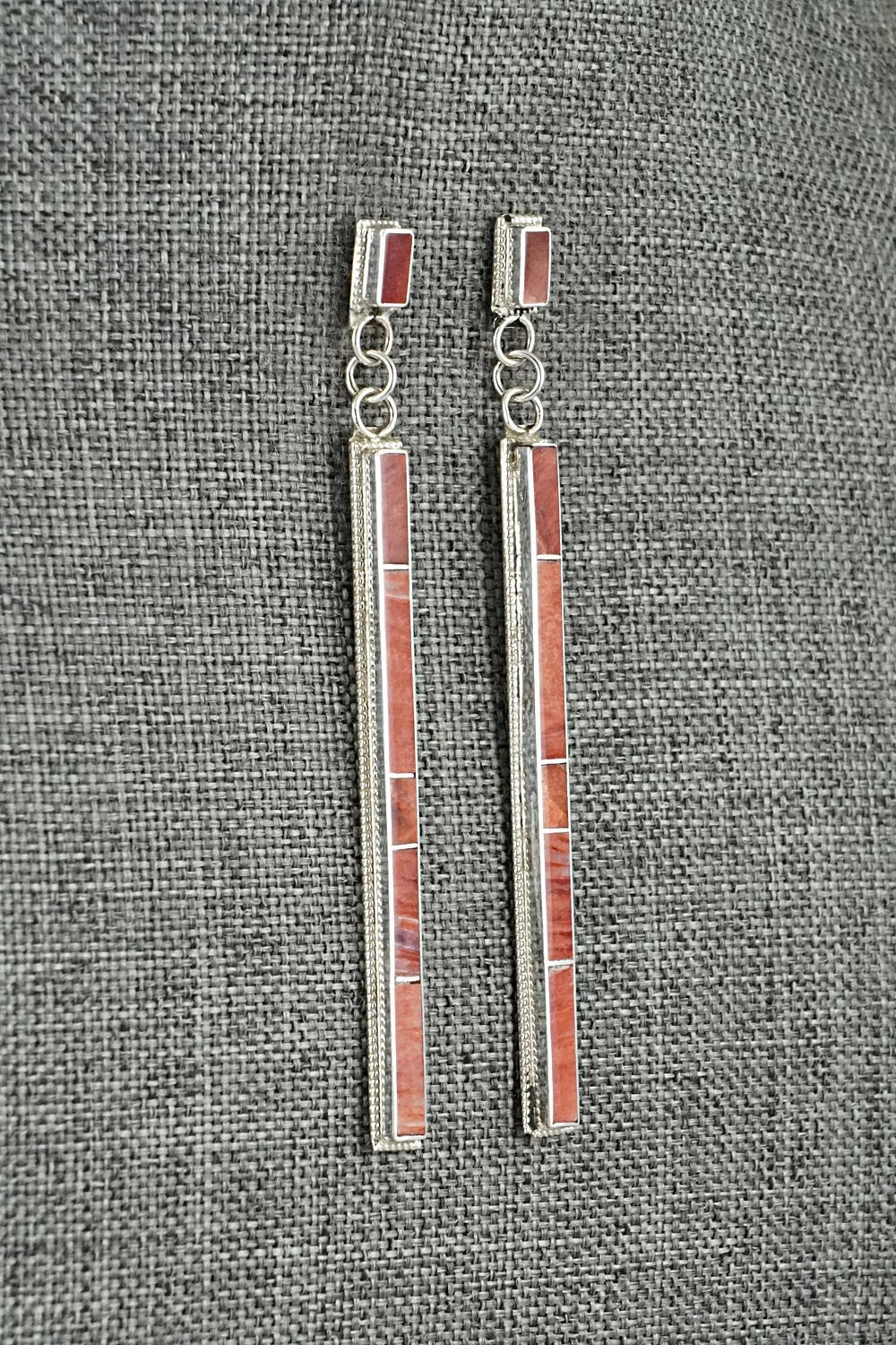 Spiny Oyster & Sterling Silver Earrings - Ricky Booqua