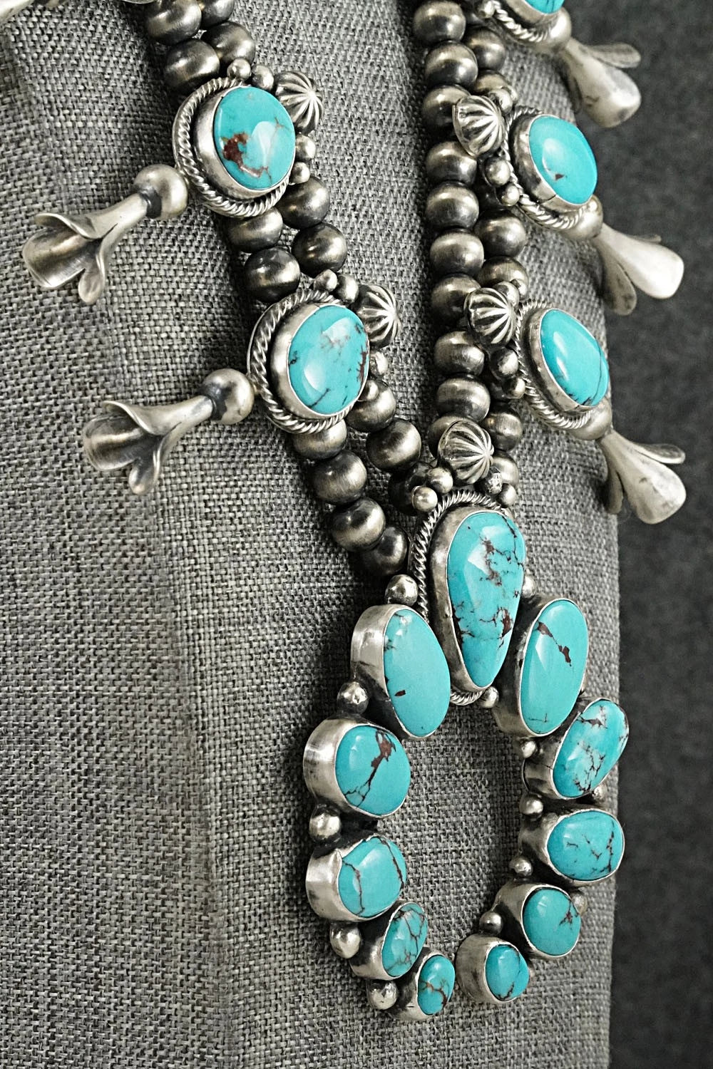 Turquoise & Sterling Silver Squash Blossom Set - Bobby Johnson