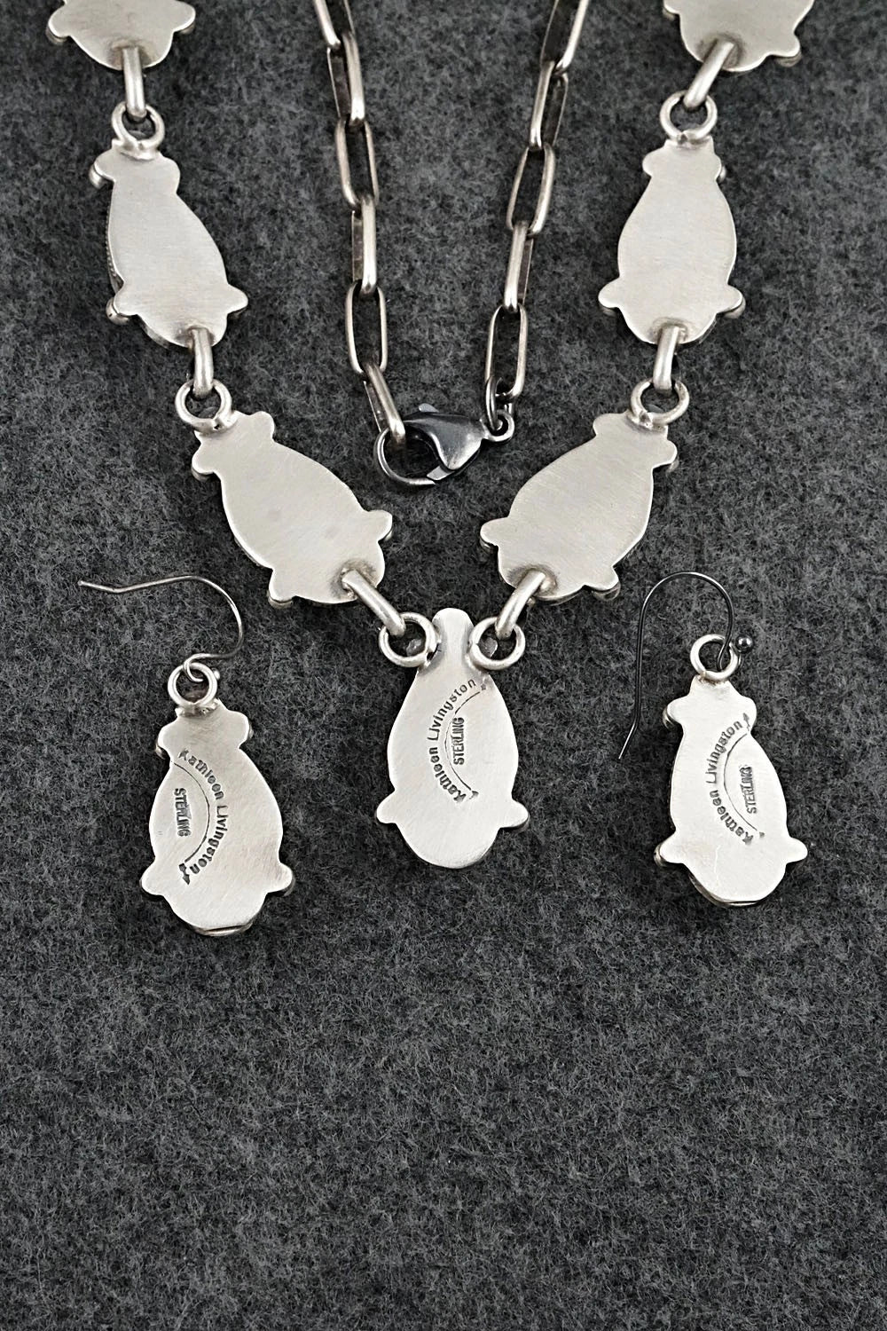 Turquoise & Sterling Silver Necklace and Earrings Set - Kathleen Livingston