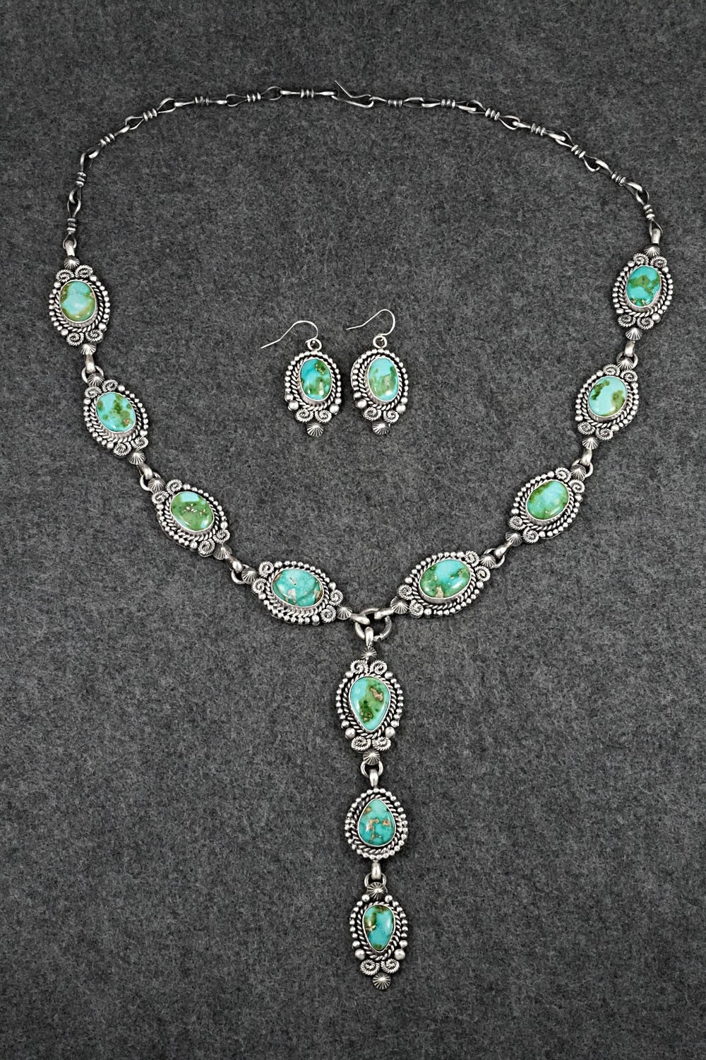 Turquoise & Sterling Silver Necklace and Earrings Set - Rosita Calladitto
