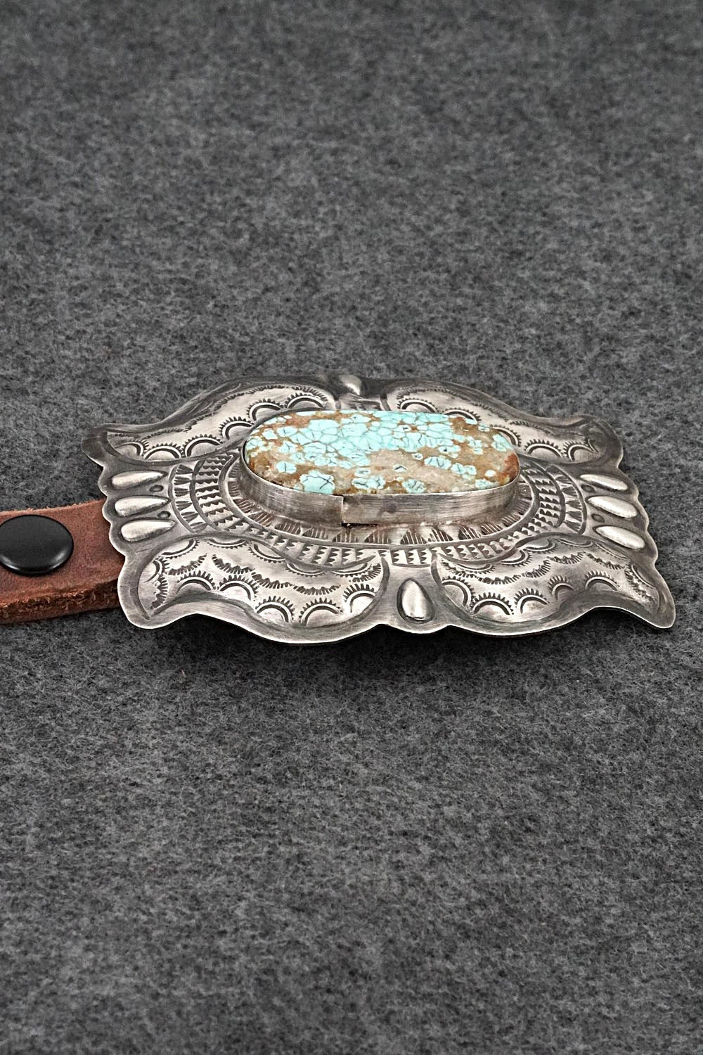 Turquoise, Sterling Silver & Leather Concho Belt - Dan Morgan