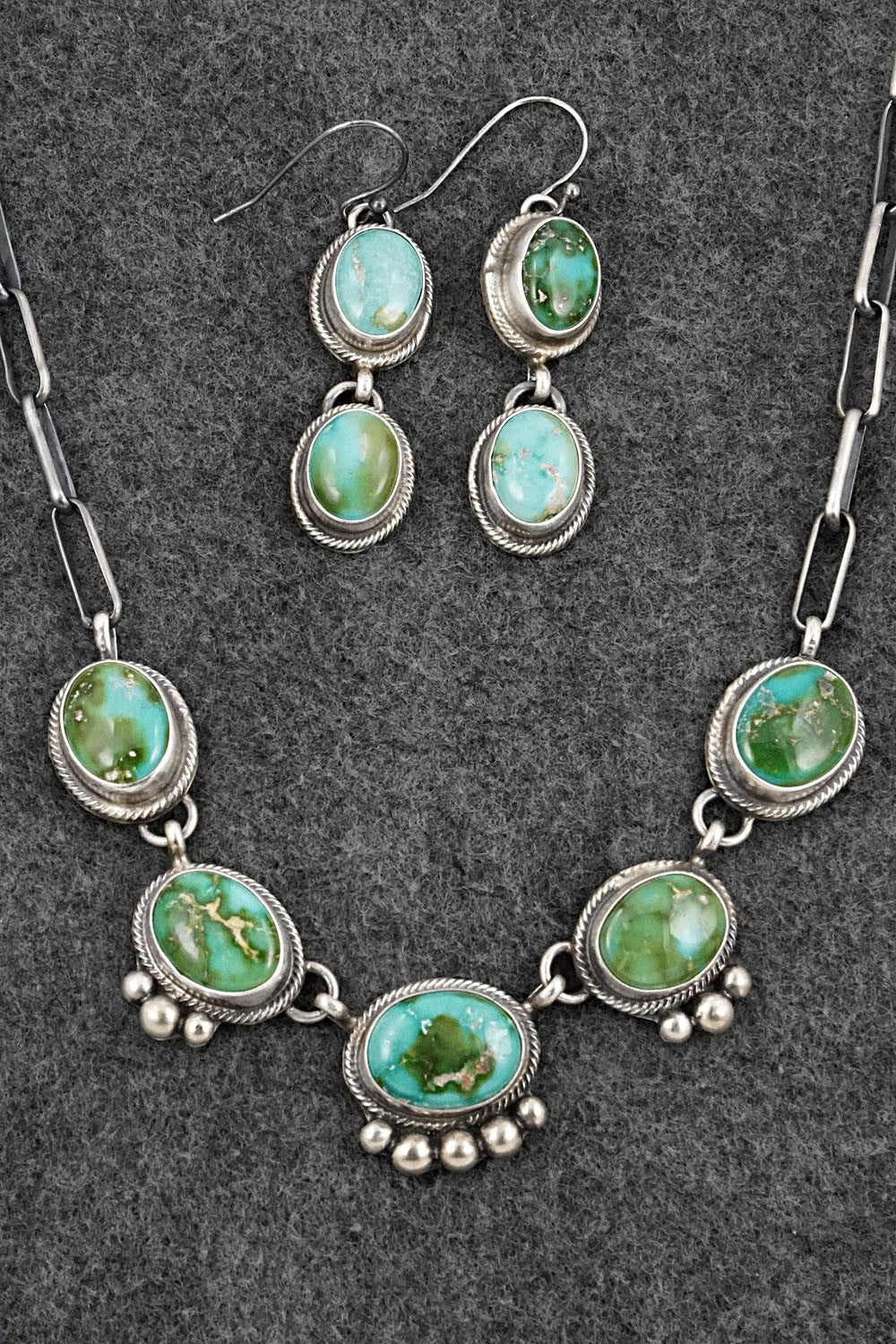 Turquoise & Sterling Silver Necklace and Earrings Set - Kathleen Livingston