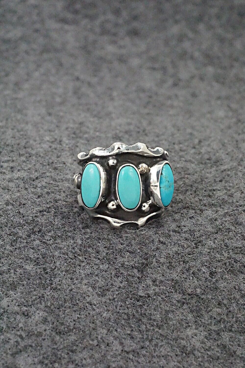 Turquoise & Sterling Silver Ring - Andrew Vandever - Size 6.5