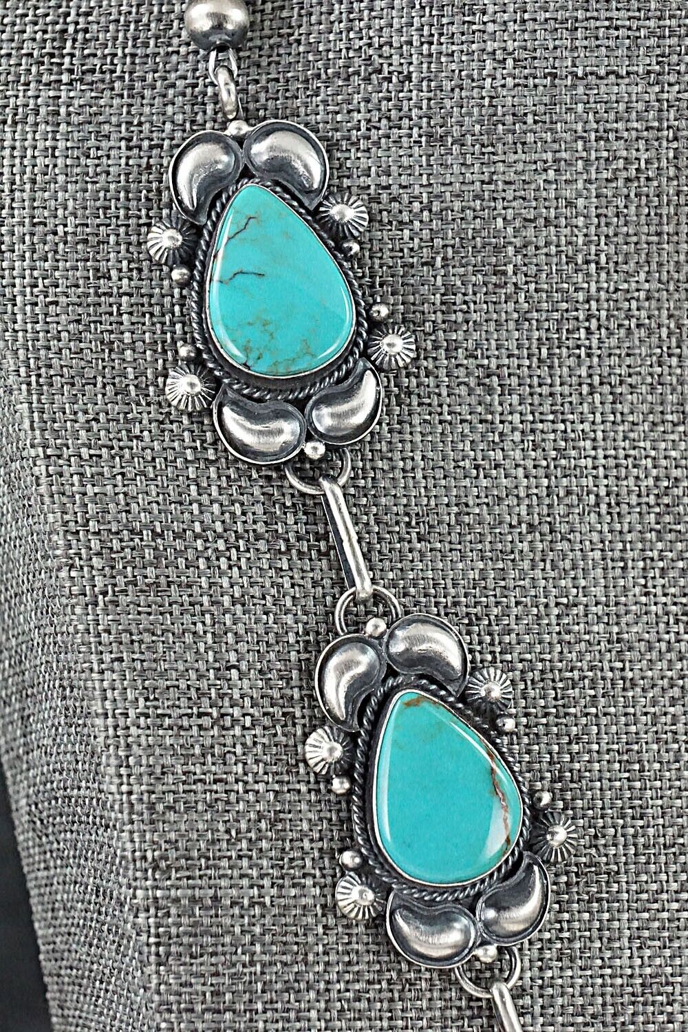 Turquoise & Sterling Silver Necklace and Earrings Set - Derrick Gordon
