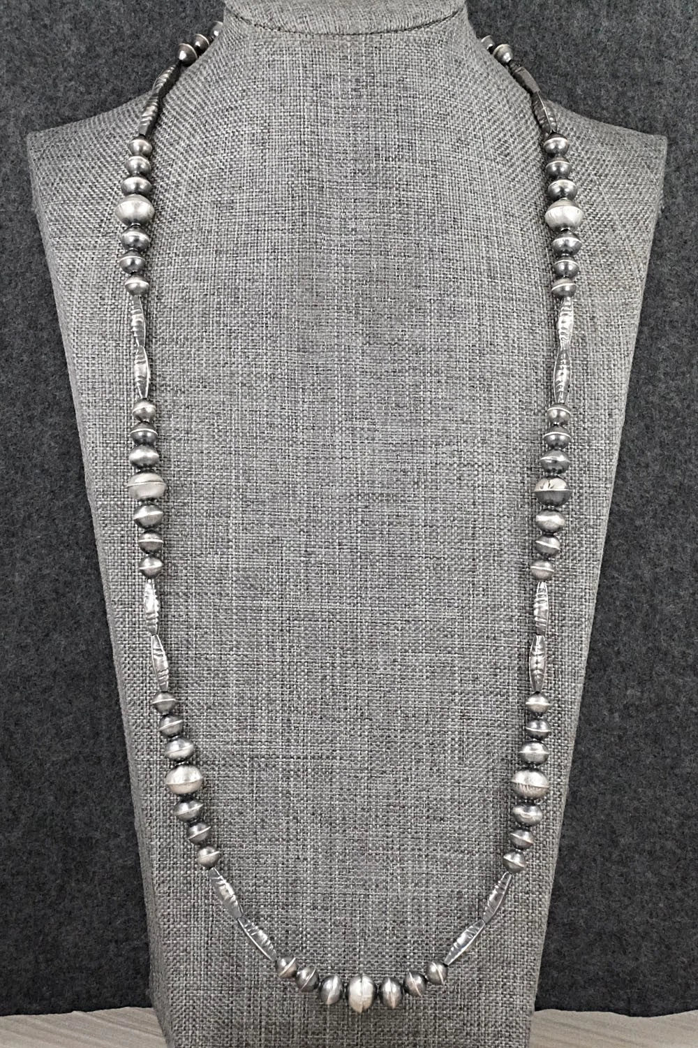 Sterling Silver Navajo Pearl Necklace 26" - Vintage