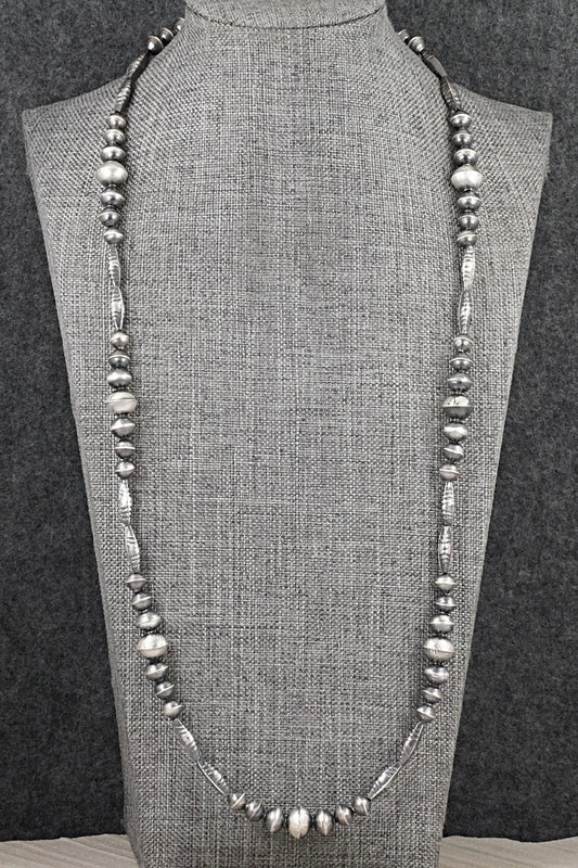 Sterling Silver Navajo Pearl Necklace 26" - Vintage