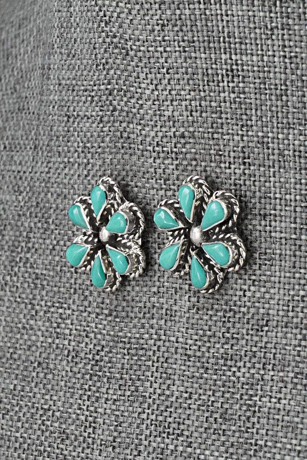 Turquoise & Sterling Silver Earrings - Carol Lateyice