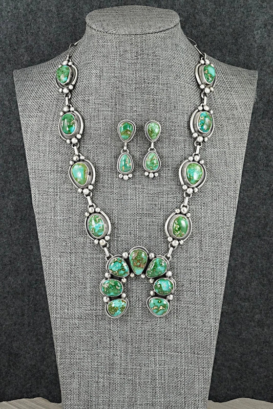 Turquoise & Sterling Silver Necklace and Earrings Set - Paul Livingston