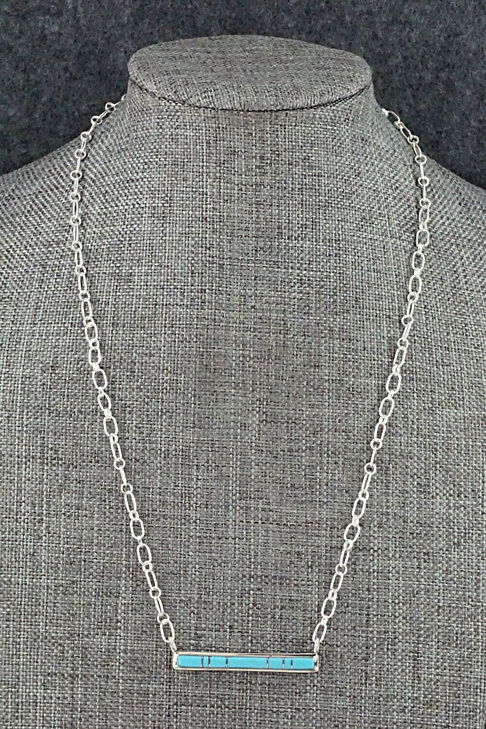 Turquoise & Sterling Silver Necklace - Roland Natachu