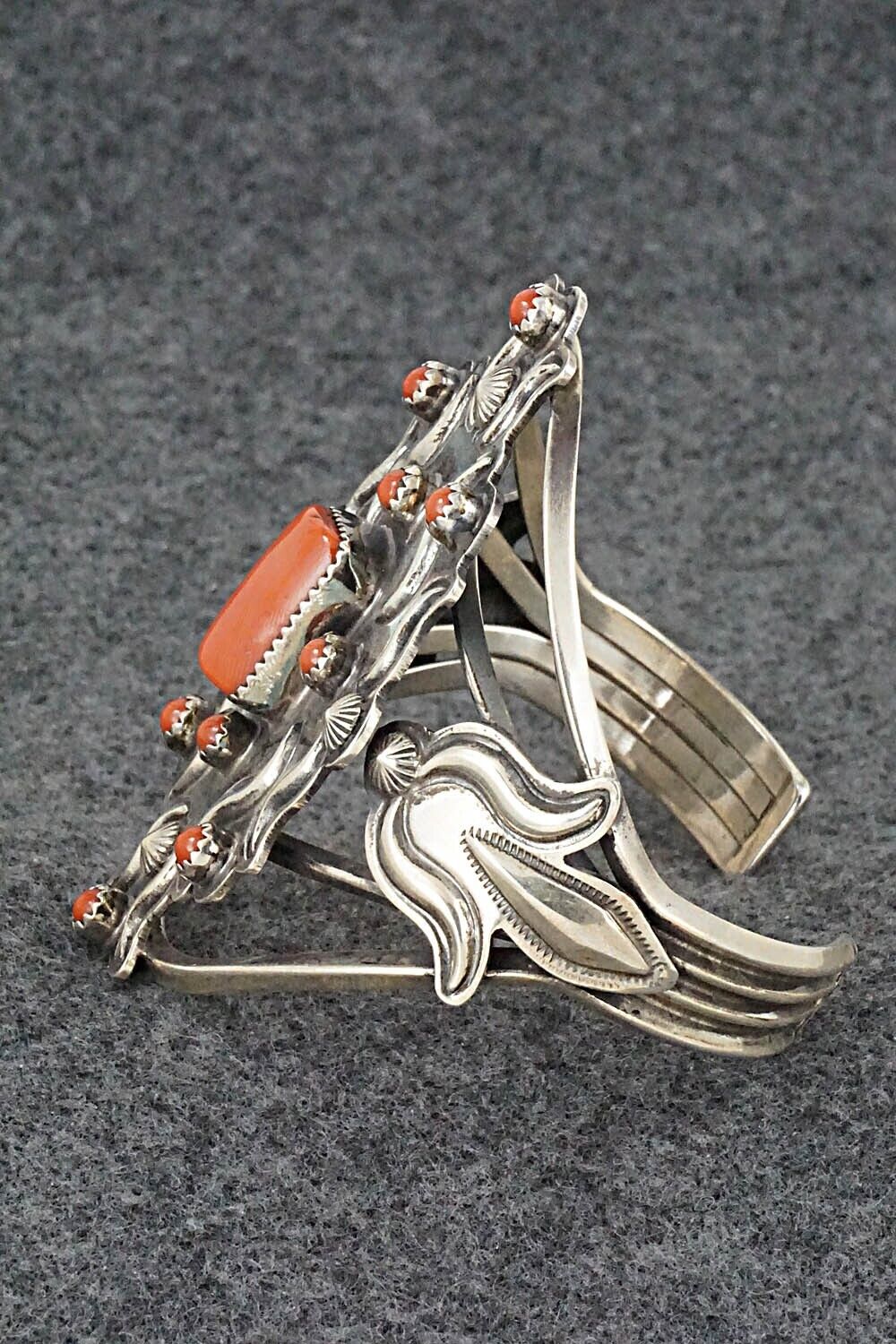 Coral & Sterling Silver Bracelet - Emerson Delgarito