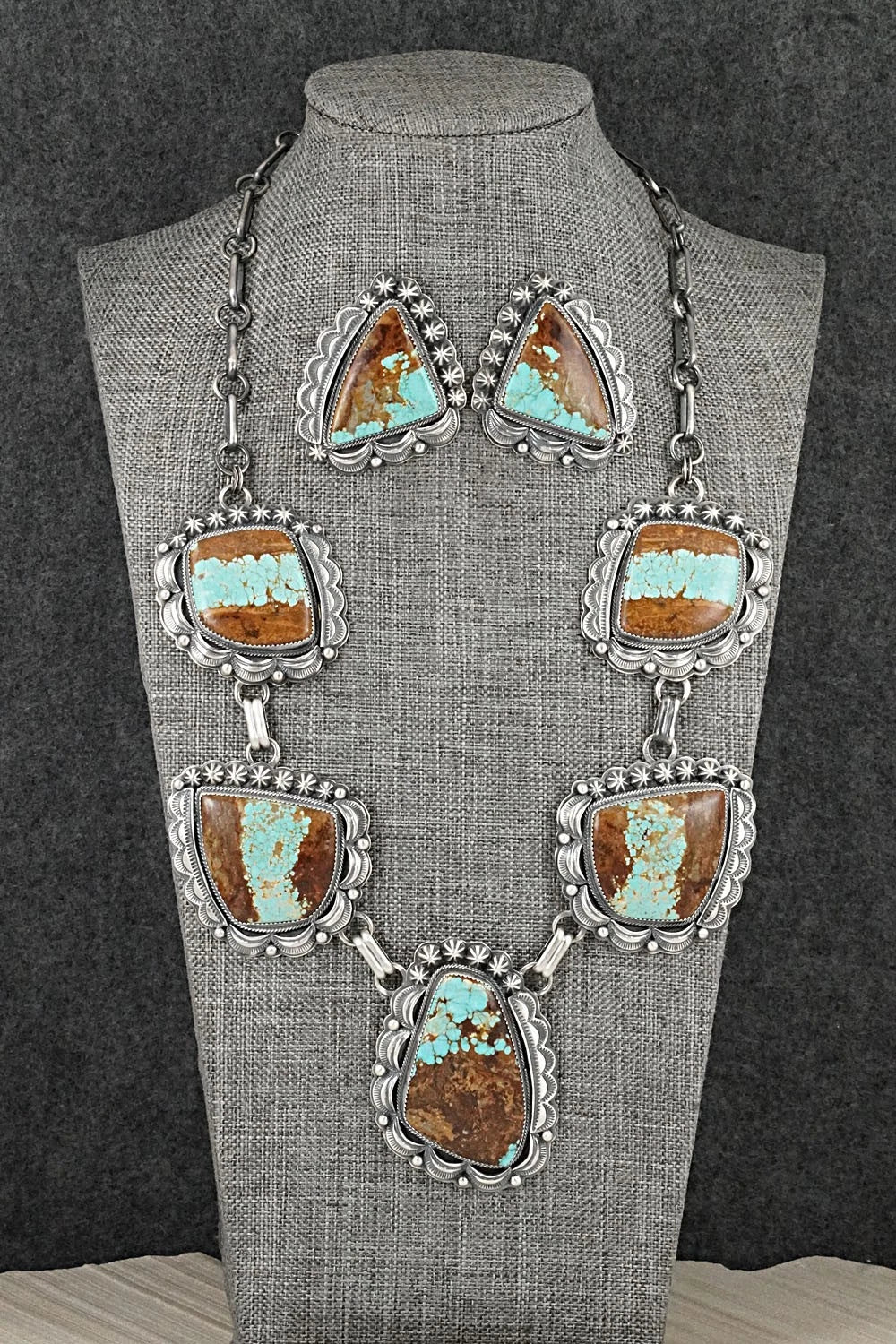 Turquoise & Sterling Silver Necklace and Earrings Set - Randy Boyd