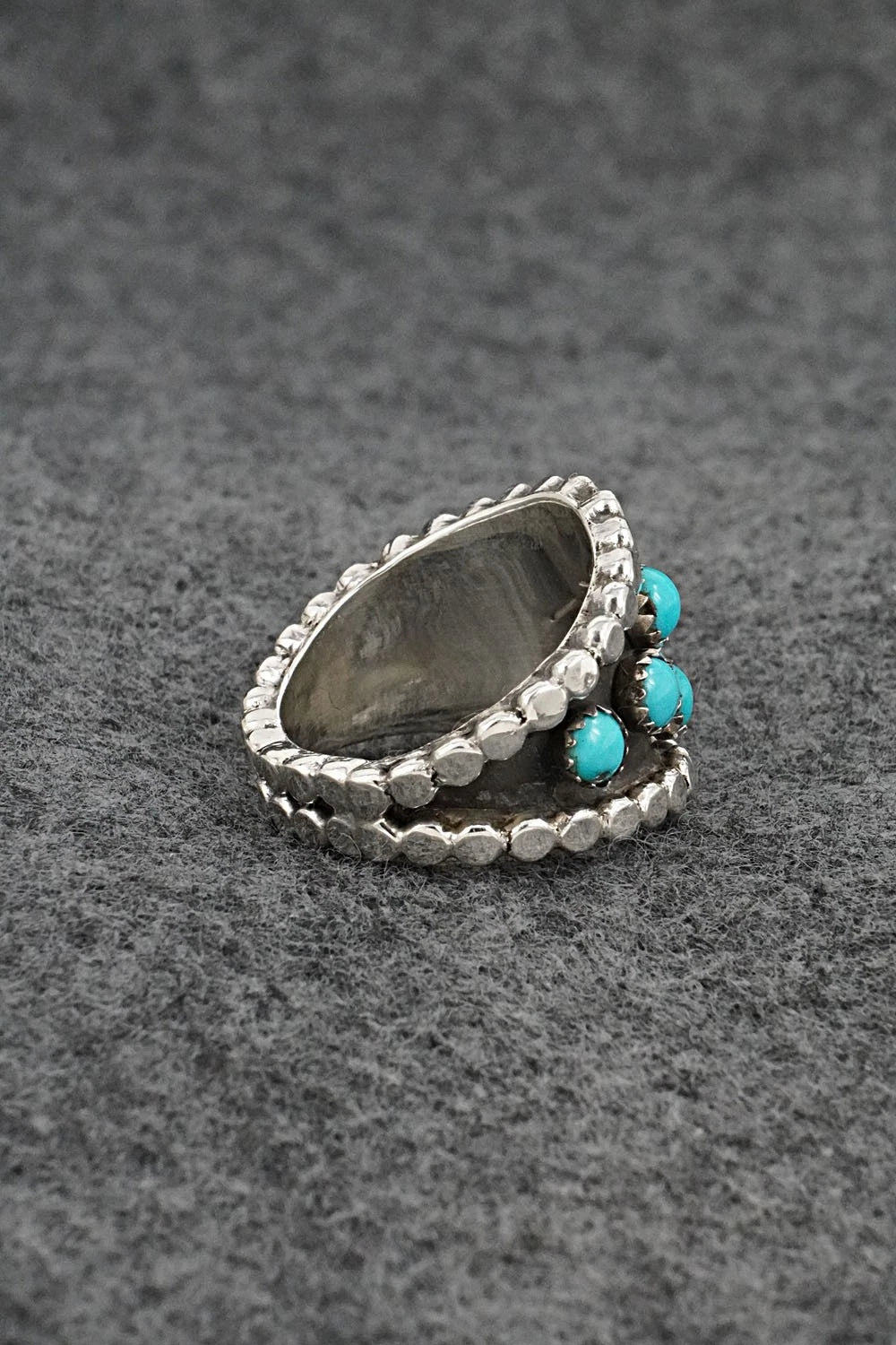 Turquoise & Sterling Silver Ring - Kenny Lonjose - Size 8.5