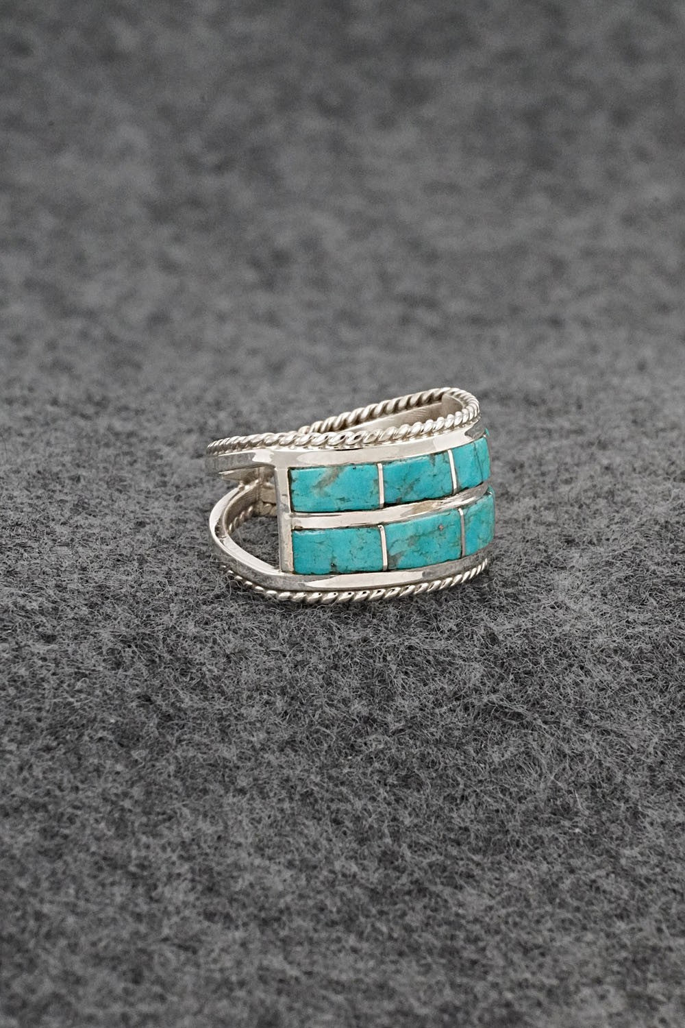 Turquoise & Sterling Silver Ring - Bruce Johnson - Size 6.5