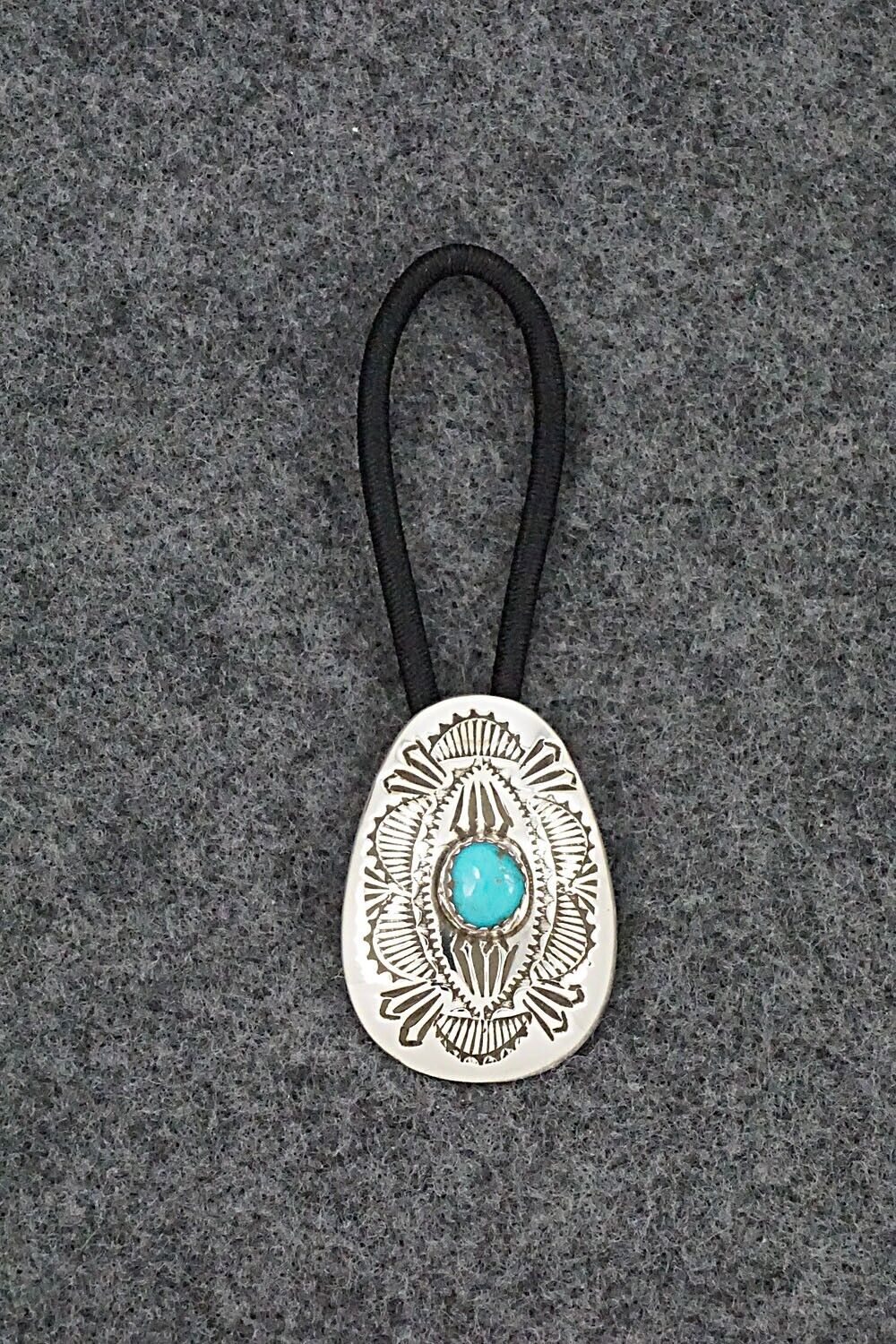 Turquoise & Sterling Silver Hair Tie - Shirley Skeets
