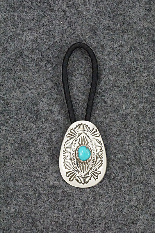 Turquoise & Sterling Silver Hair Tie - Shirley Skeets
