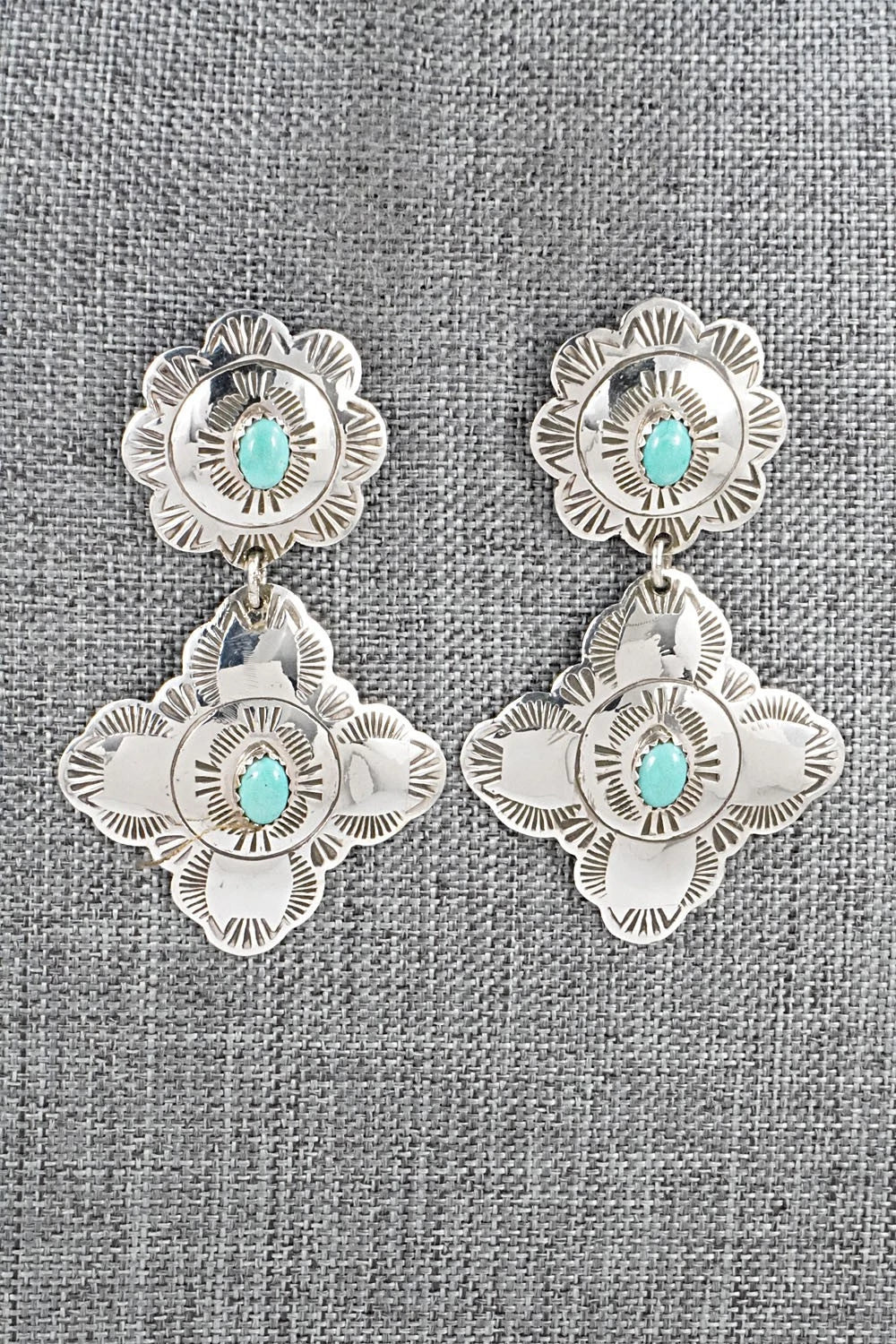 Turquoise & Sterling Silver Earrings - Bertha Begay