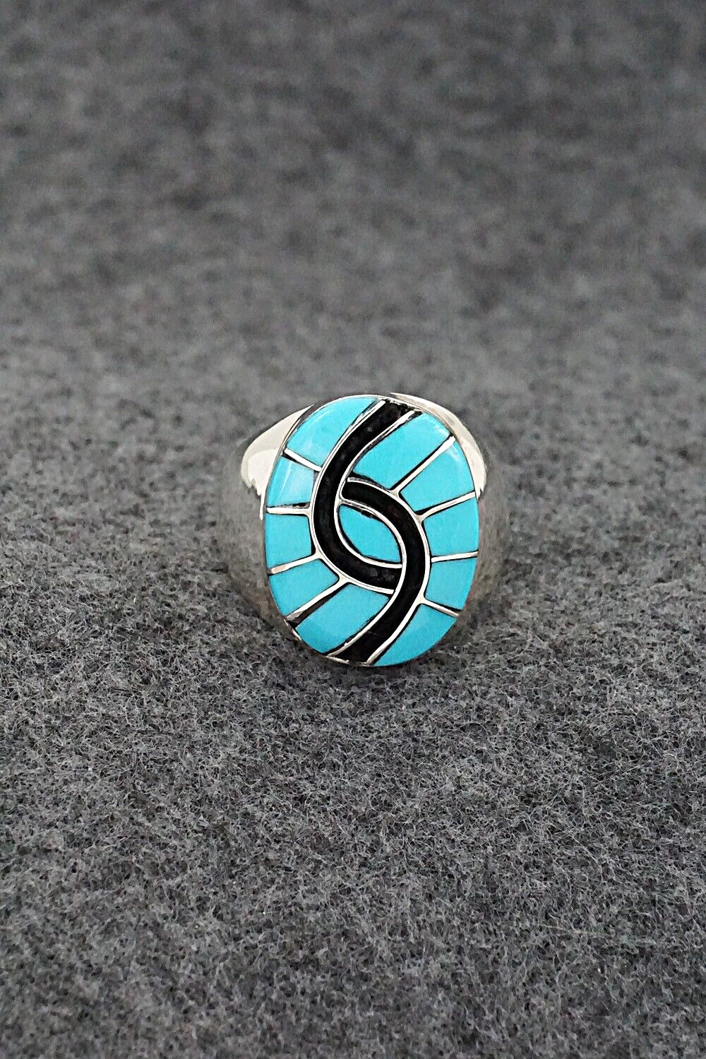 Turquoise & Sterling Silver Inlay Ring - Amy Wesley - Size 9