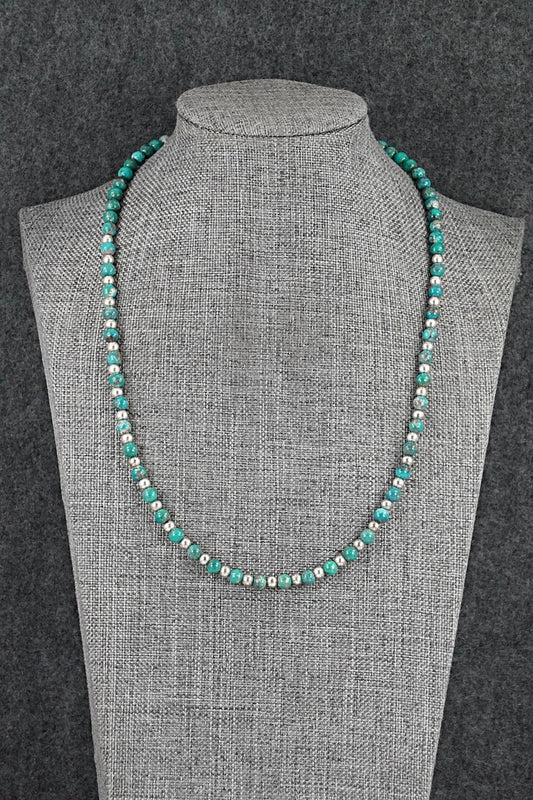 Turquoise & Sterling Silver Necklace 18" - Doreen Jake