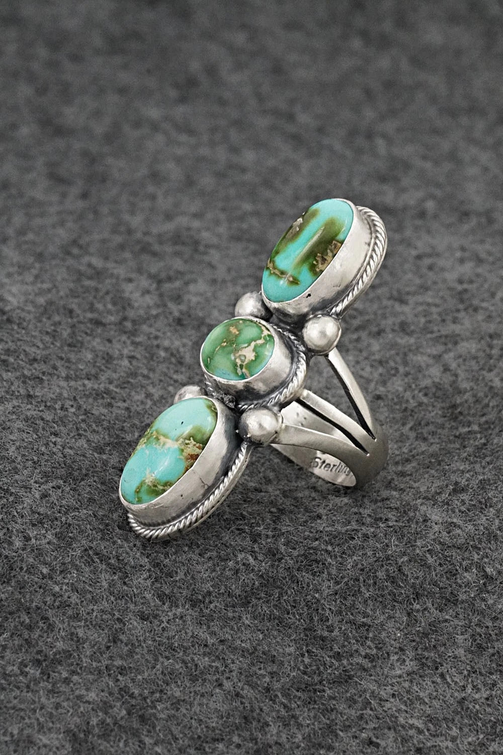 Turquoise & Sterling Silver Ring - Bobby Johnson - Size 7.5