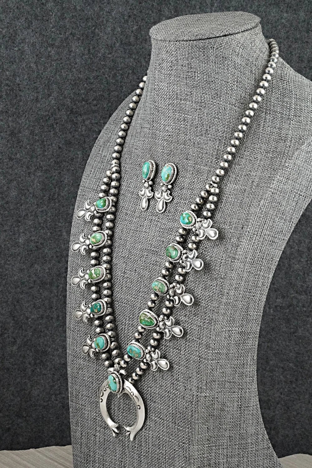 Turquoise & Sterling Silver Squash Blossom Set - Adrienne Gordon