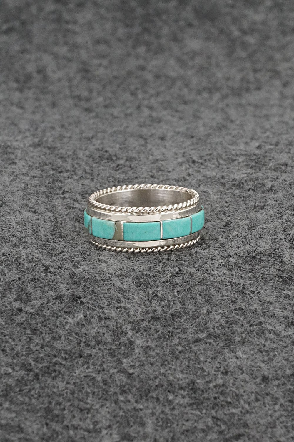 Turquoise & Sterling Silver Ring - Bruce Johnson - Size 6.5