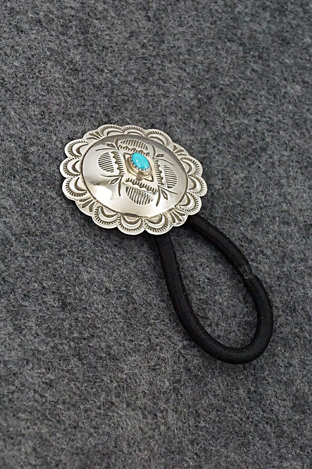 Turquoise & Sterling Silver Hair Tie - Bertha Begay