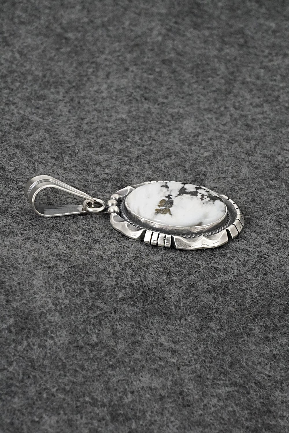 White Buffalo & Sterling Silver Pendant - Samuel Yellowhair
