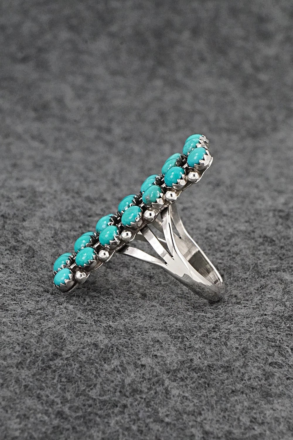 Turquoise & Sterling Silver Ring - Kenny Lonjose - Size 8.5