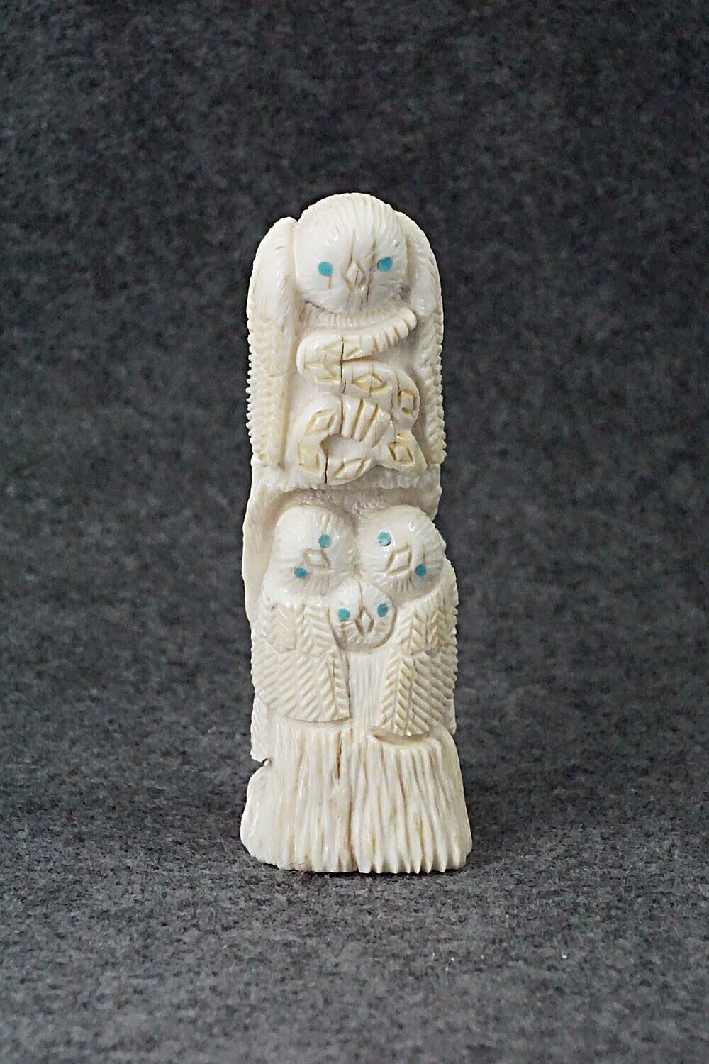 Owls & Rattlesnake Zuni Fetish Carving - Destry Siutza