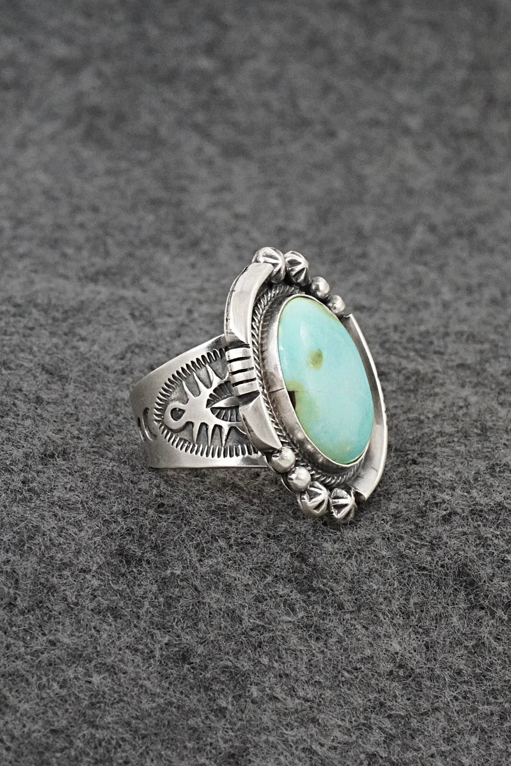 Turquoise & Sterling Silver Ring - Samuel Yellowhair - Size 7.5
