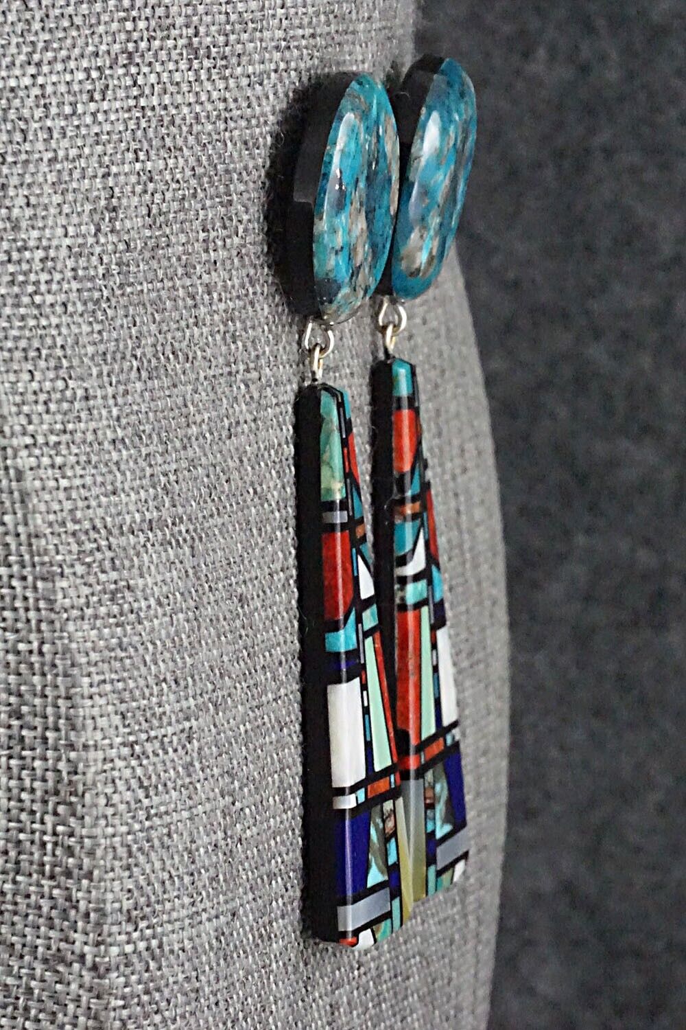 Multi Stone Inlay Earrings - Chris T. Nieto