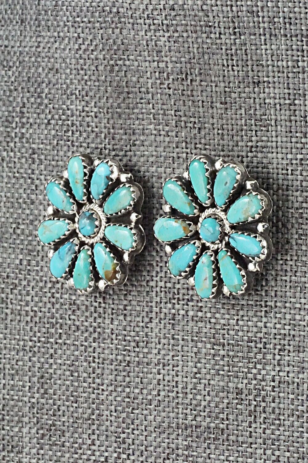 Turquoise and Sterling Silver Earrings - Zeita Begay