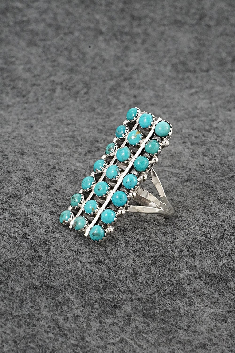 Turquoise & Sterling Silver Ring - Kenny Lonjose - Size 9