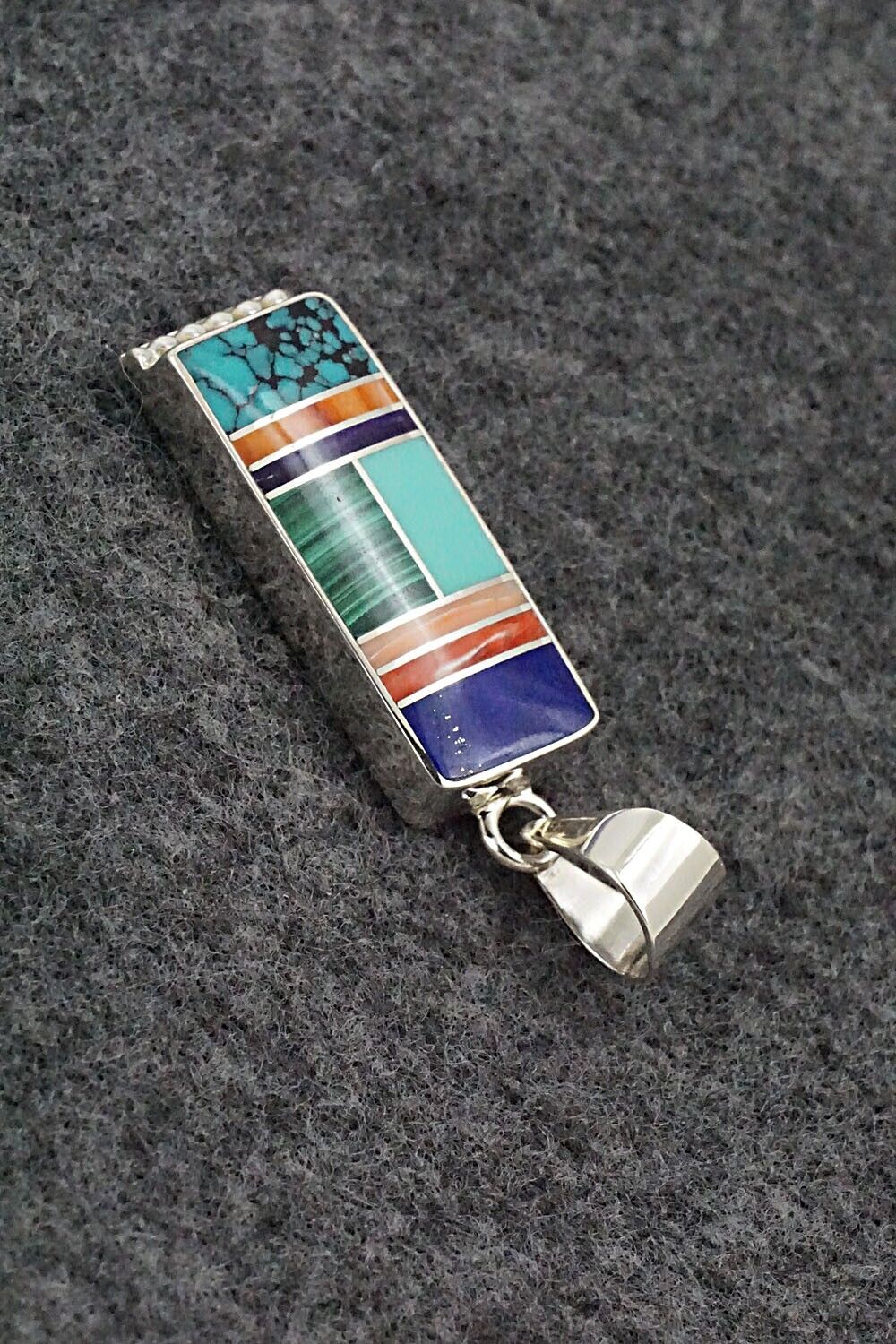 Multi-Stone & Sterling Silver Pendant - Curtis Manygoats