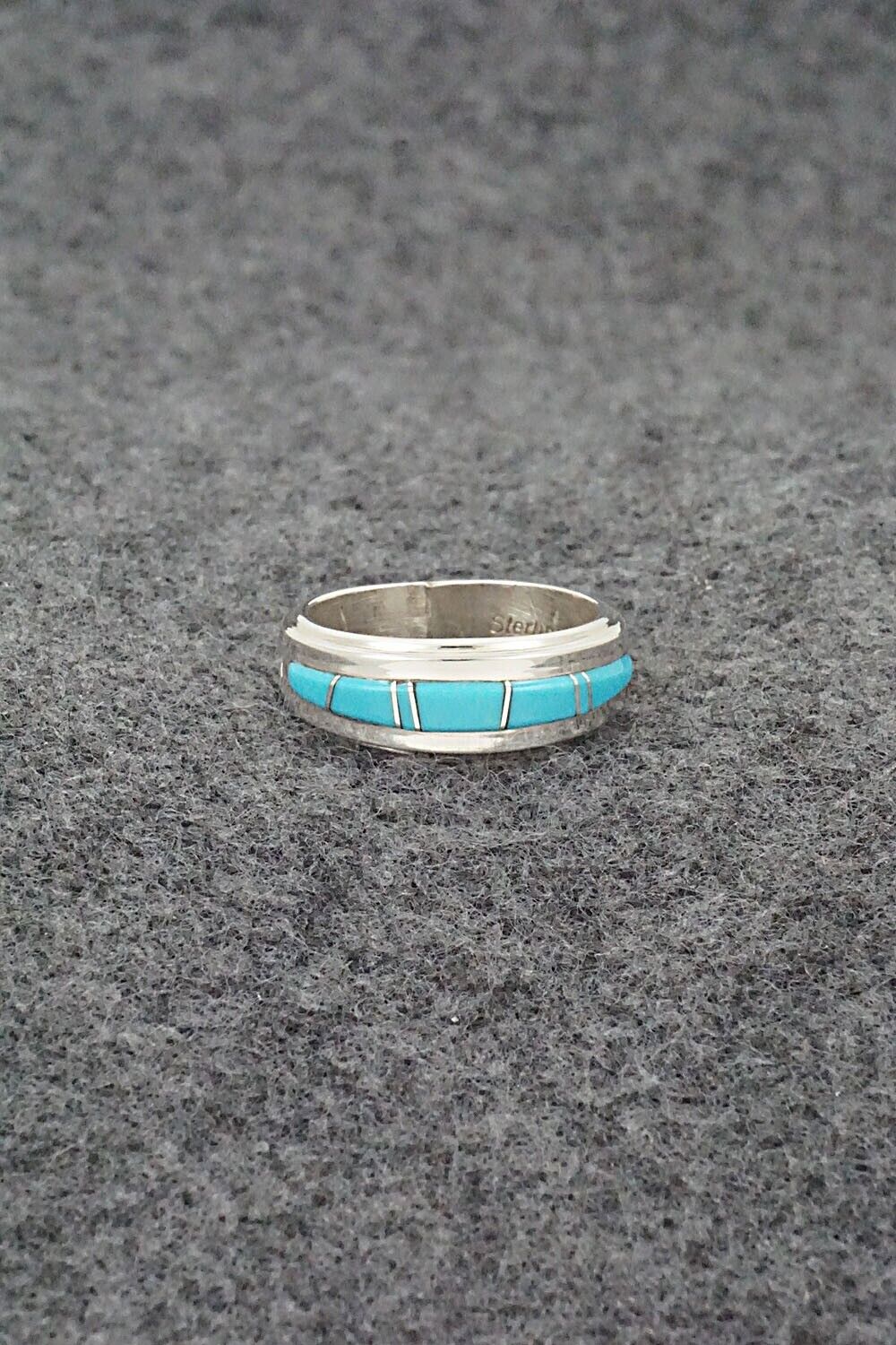 Turquoise & Sterling Silver Inlay Ring - Wilbert Muskett Jr. - Size 6