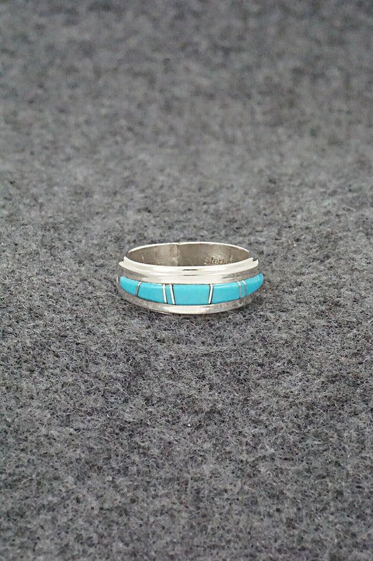Turquoise & Sterling Silver Inlay Ring - Wilbert Muskett Jr. - Size 6