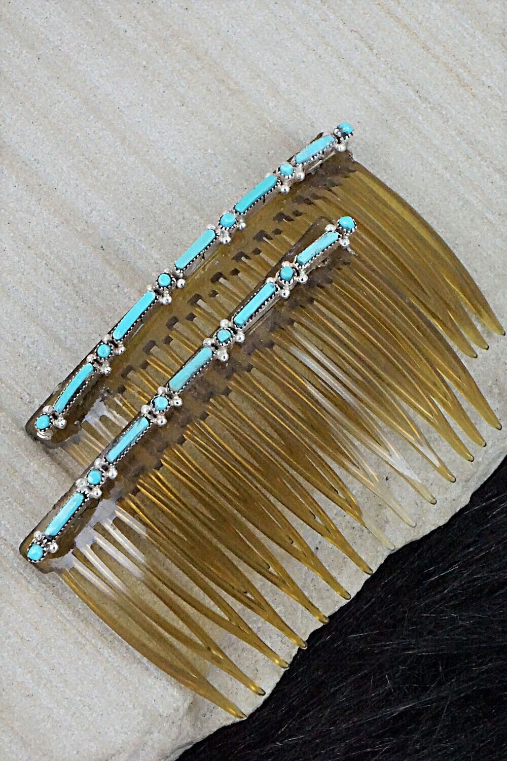 Turquoise & Sterling Silver Hair Combs - Jennifer Booqua