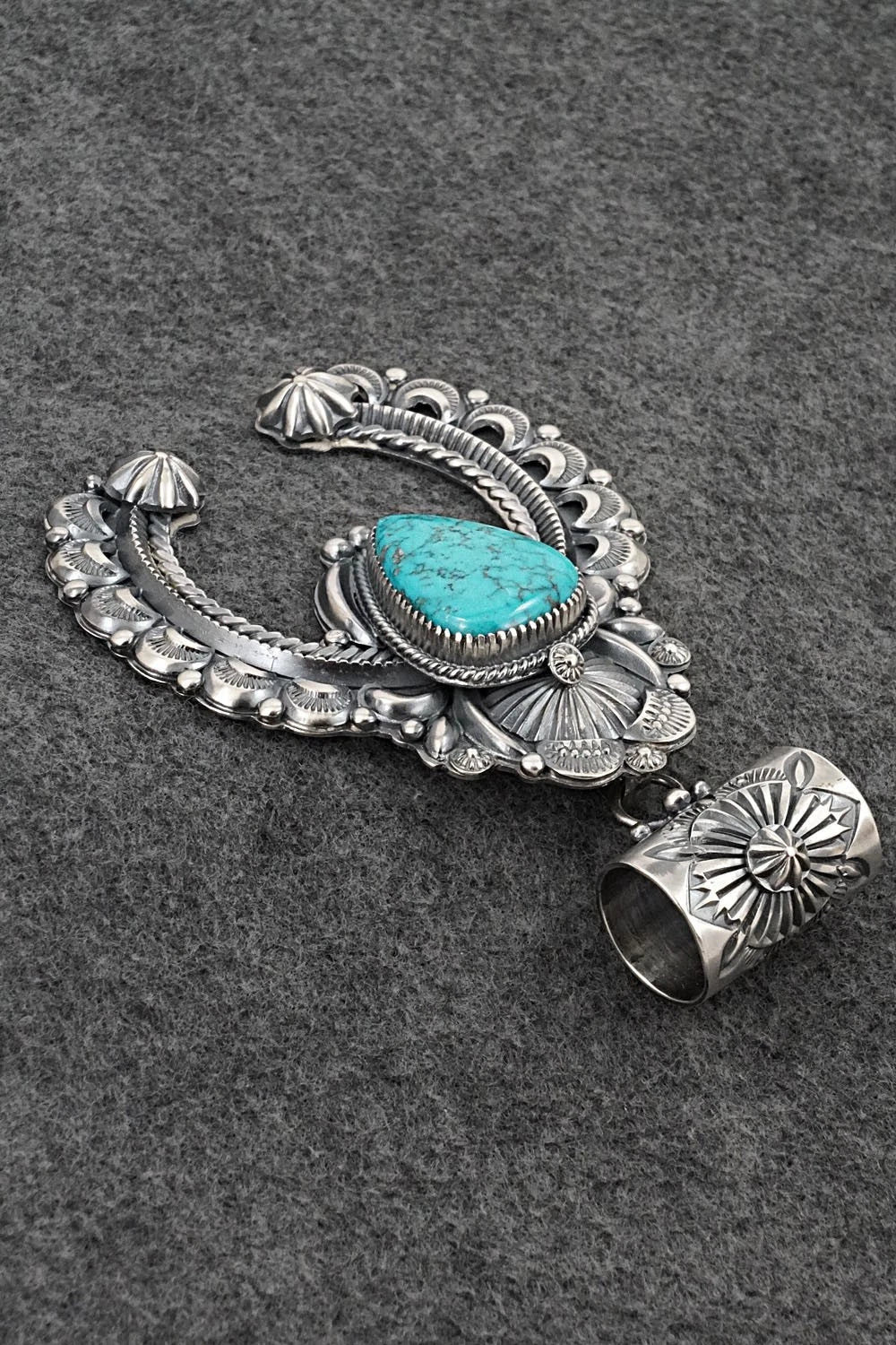 Turquoise & Sterling Silver Naja Pendant - Delbert Gordon