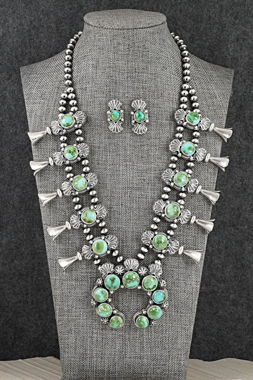 Turquoise & Sterling Silver Squash Blossom Set - Randy Boyd