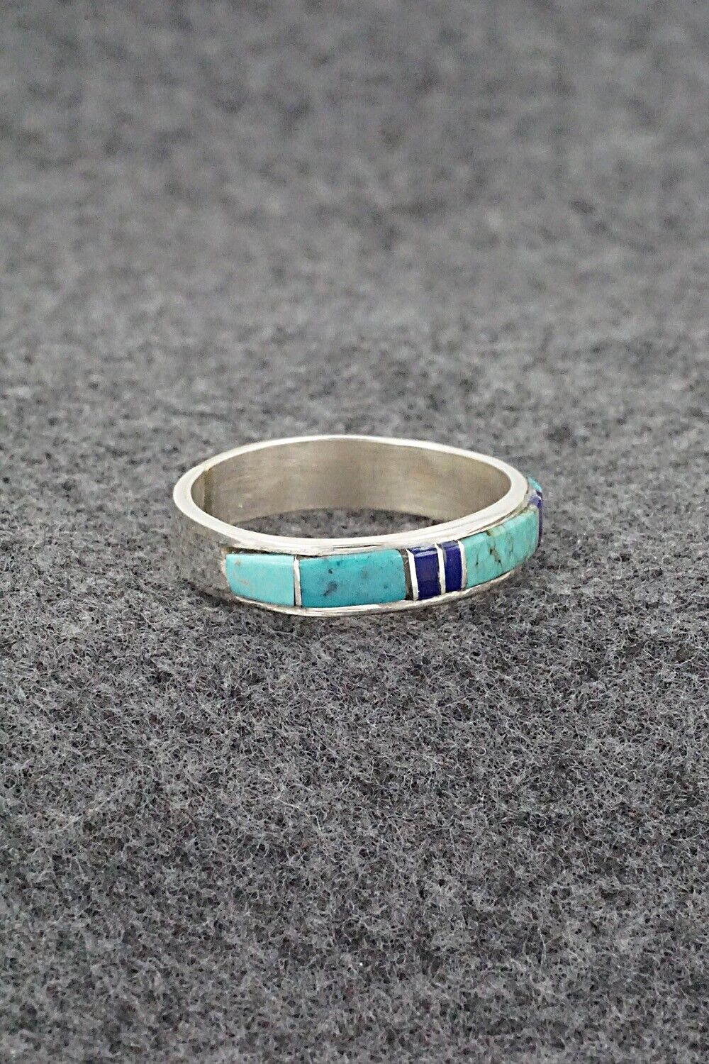 Turquoise, Lapis & Sterling Silver Ring - Helena Jim - Size 12.5